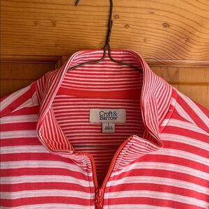 Croft & Barrow Coral and White Striped Shirt/Jacket
